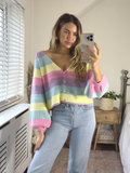 Heart Button Candy Stripe Cardigan