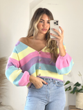 Heart Button Candy Stripe Cardigan