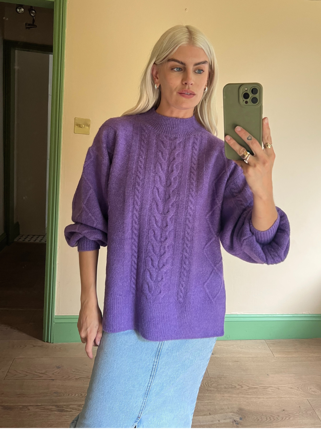 Lilac cable knit sales sweater