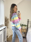 Heart Button Candy Stripe Cardigan