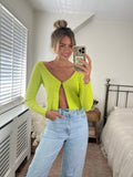 Hook Cardigan in Lime Green