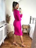Pink Knitted Collar Dress